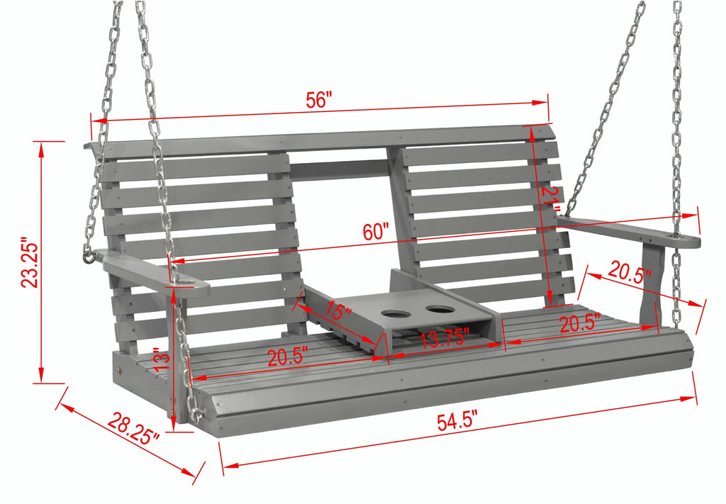 Outdoor Patio Garden Furniture 3 - Person Hanging Wood Porch Swing, Weather Resistant Finish - White