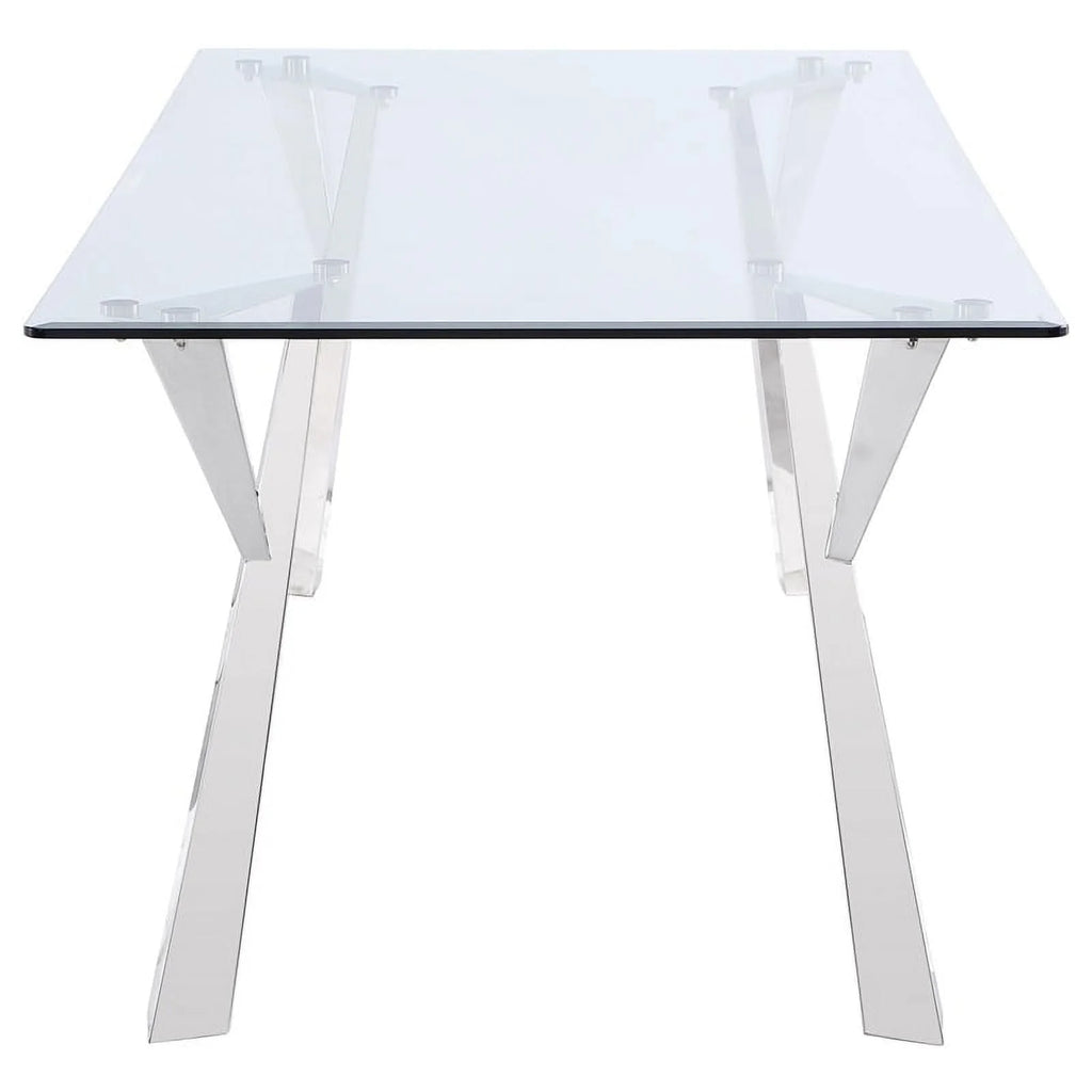 Alaia Rectangular Glass Top Dining Table Clear and Chrome