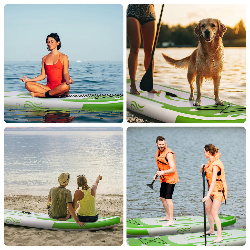 Naipo Paddle Board 10ft Inflatable Paddle Board 6in Thick Non - Slip Deck Stand up SUP with Paddle Accessories for Adults Youth Family Fishing