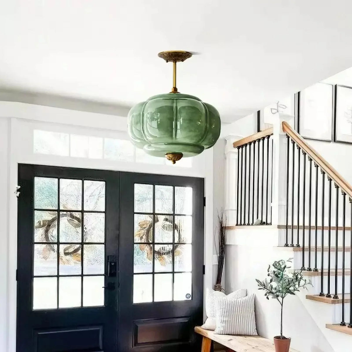 Arturesthome Eloise Scallop Milk Glass Semi - Flush Mount Pendant Ceiling Light