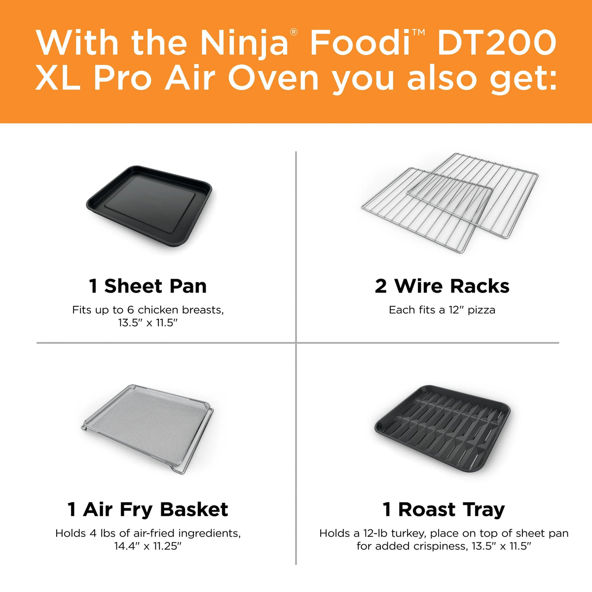 Ninja? Foodi? 8 - in - 1 XL Pro Air Fry Oven, Large Countertop Convection Oven, DT200