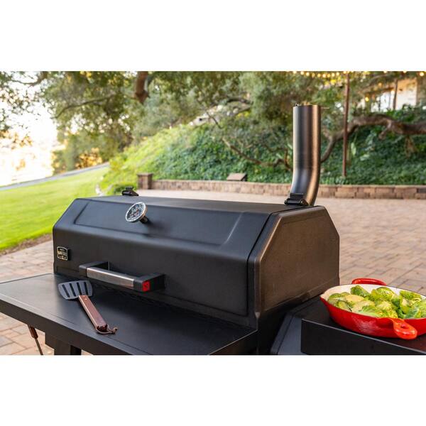 Oakford 1150 Reverse Flow Offset Smoker Charcoal Grill in Black
