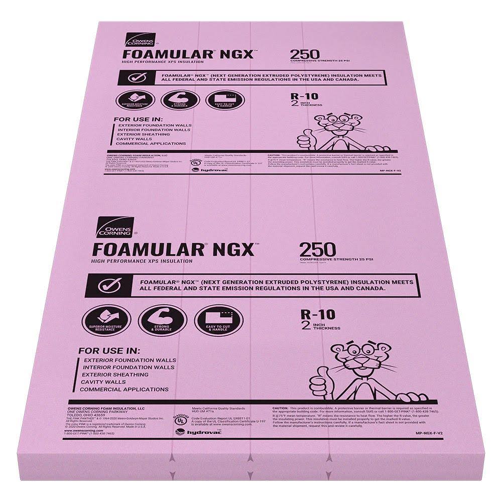 Owens Corning R- 10. 2-in x 4-ft x 8-ft Foamular Unfaced Foam Board Insulation-Instock