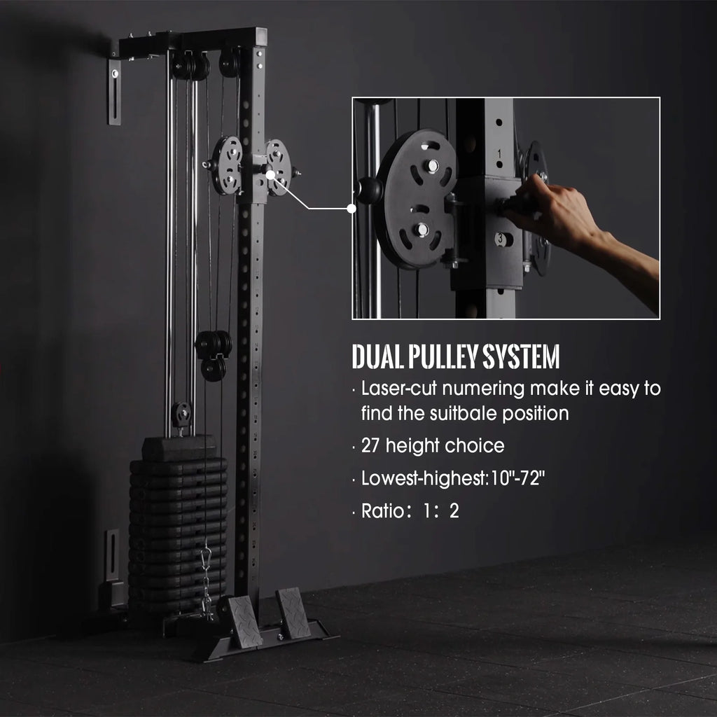 Mikolo Cable Crossover Machine Home Gym, Wall Mount Cable Station with 200 lb Weight Stack, Lat Pull Down Machine with 27 Positions Dual Pulley System
