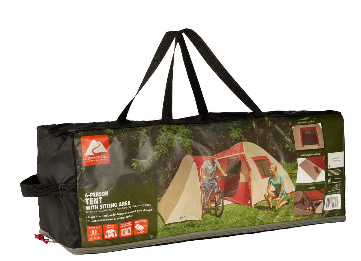 Ozark Trail 6 - Person Dome Tent with Sitting Area - Floor Area - 15'X11', Carry Weight, 21.38 lb