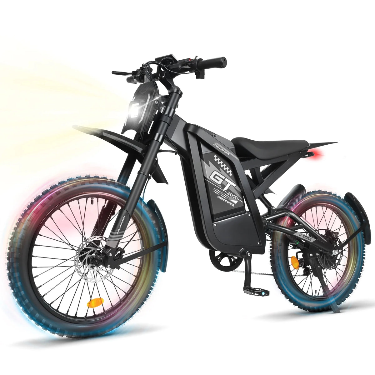 OUXI GT2000 Electric Dirt Bike for Adults, 3000W Peak Electric Motorcycle, 37MPH Electric Bike, 48V 30ah Battery, 85+Miles Mountain Bike, 24 Fat Tire Ebike, Hydraulic Brakes, Full Suspension, UL2849