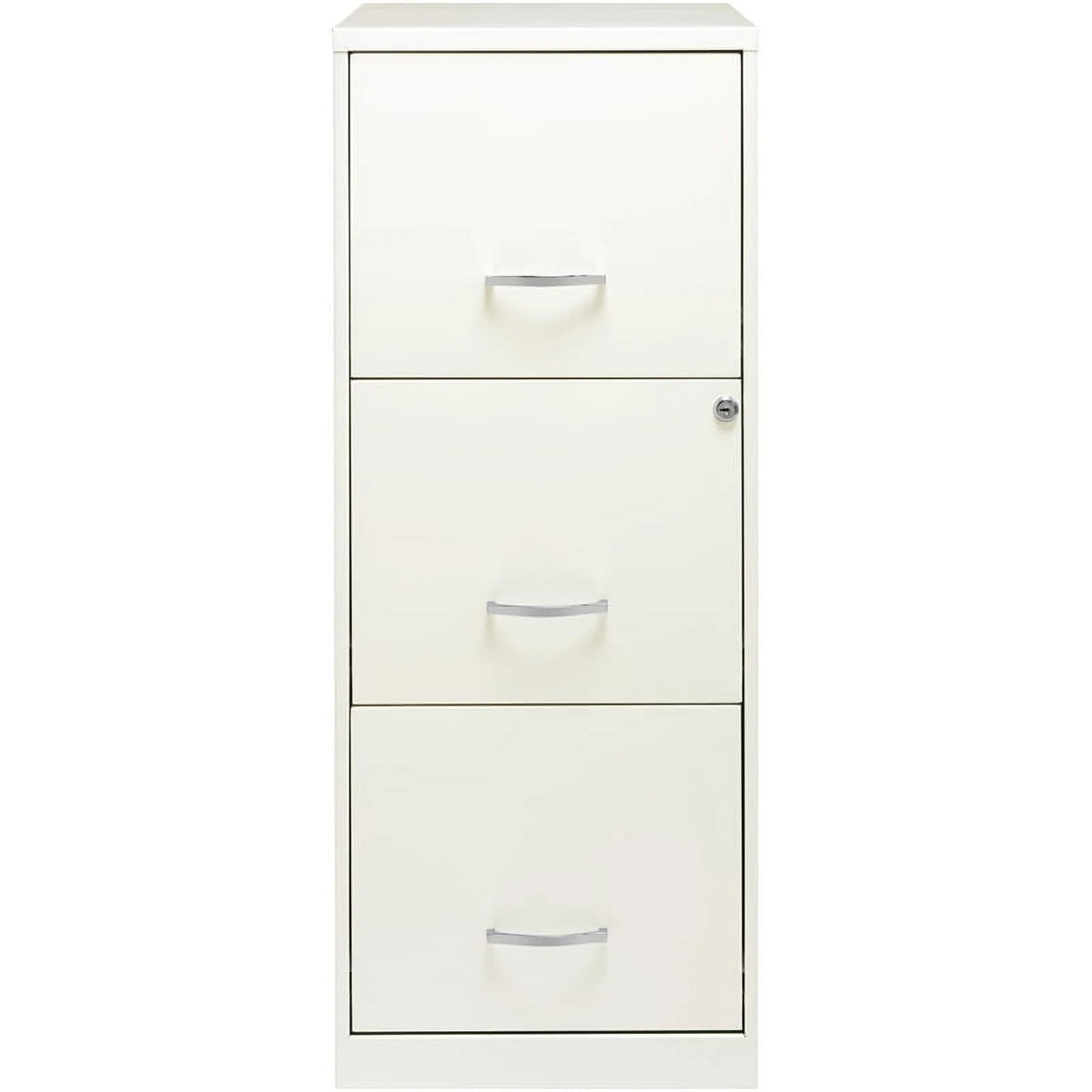 Pemberly Row 3 Drawer Vertical Metal File Cabinet with Lock Pearl White