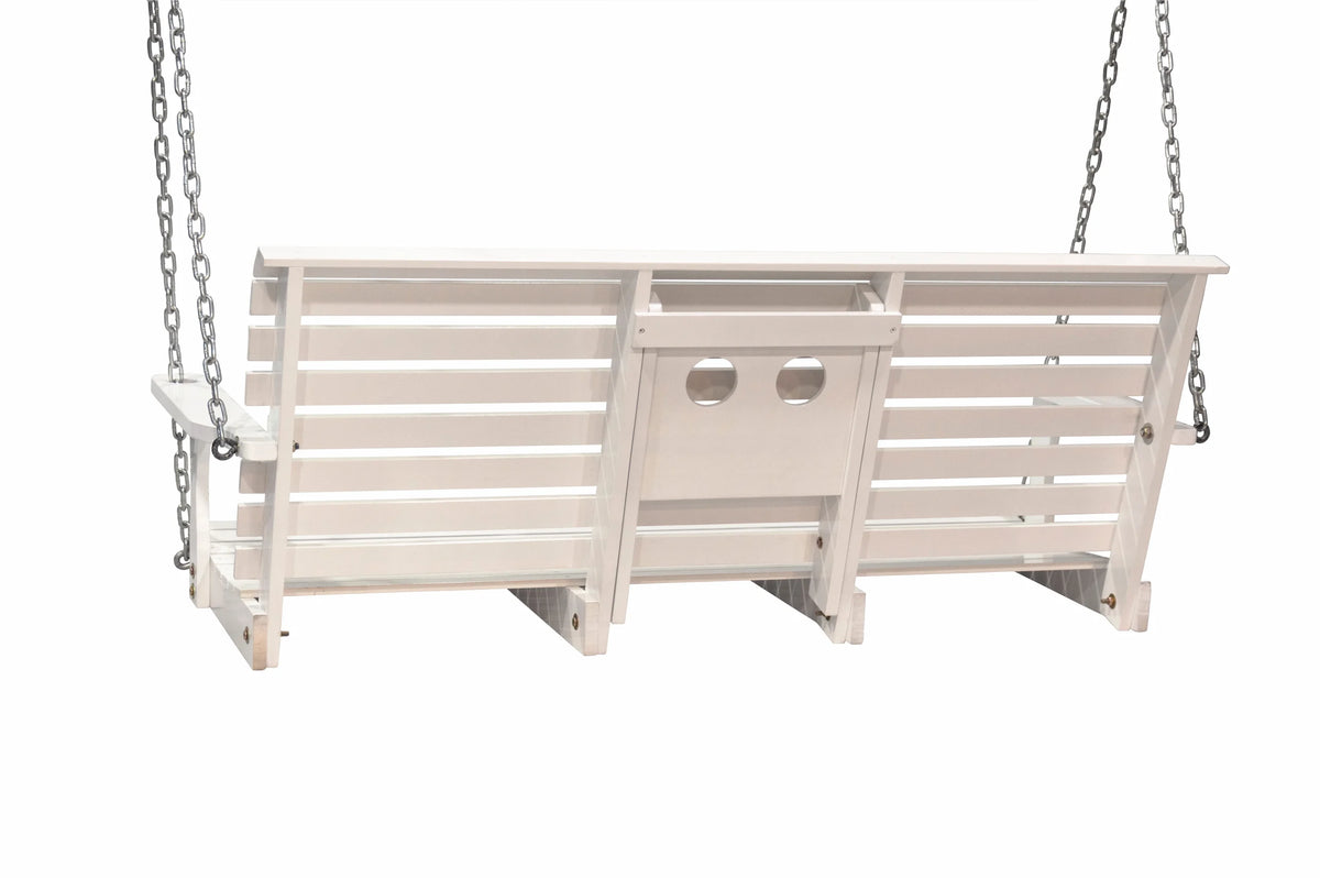 Outdoor Patio Garden Furniture 3 - Person Hanging Wood Porch Swing, Weather Resistant Finish - White