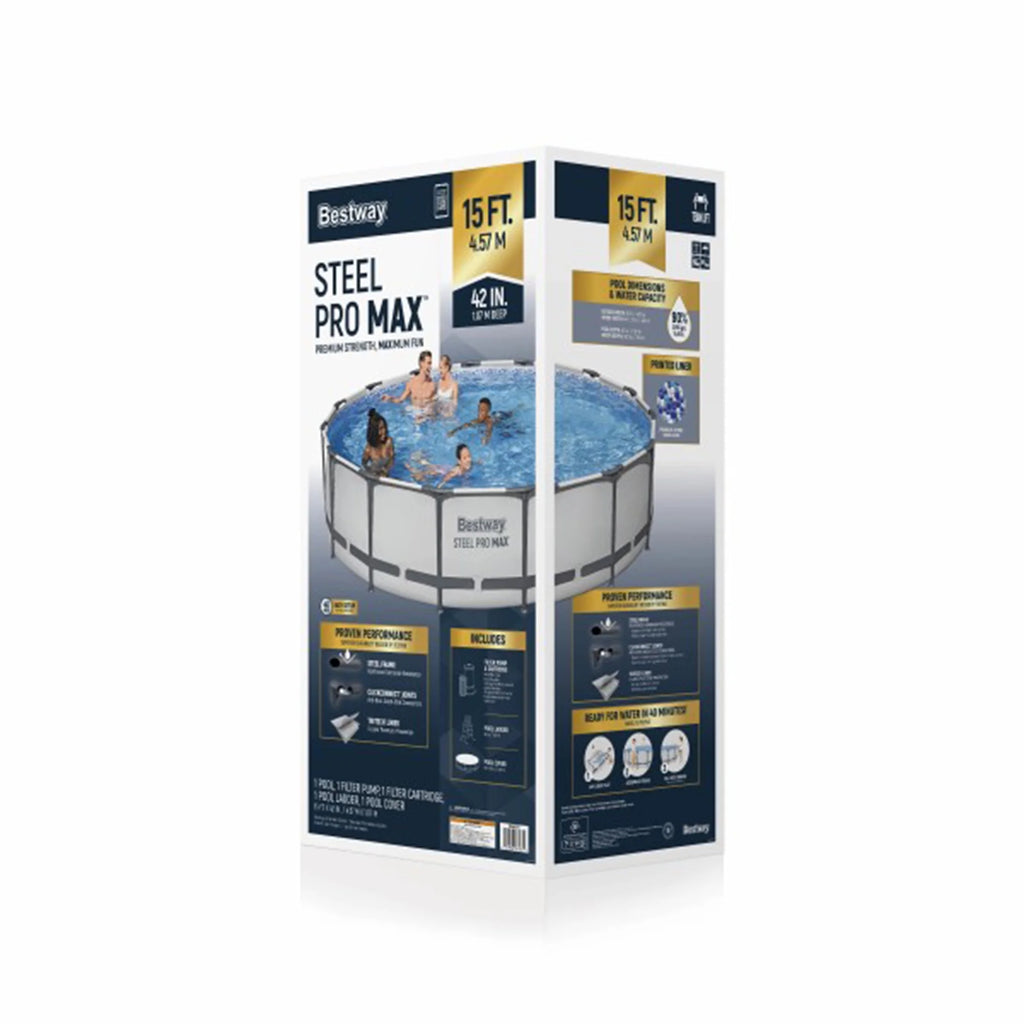 Open Box Bestway Steel Pro Max 15'X42 Frame Above Ground Pool Set